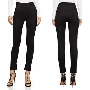 BCBGMAXAZRIA Womens Prescott Black Faux Suede High Waist Pull On Ankle Pants